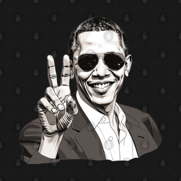 Barack Obama throwing up the peace sign by UrbanLifeApparel