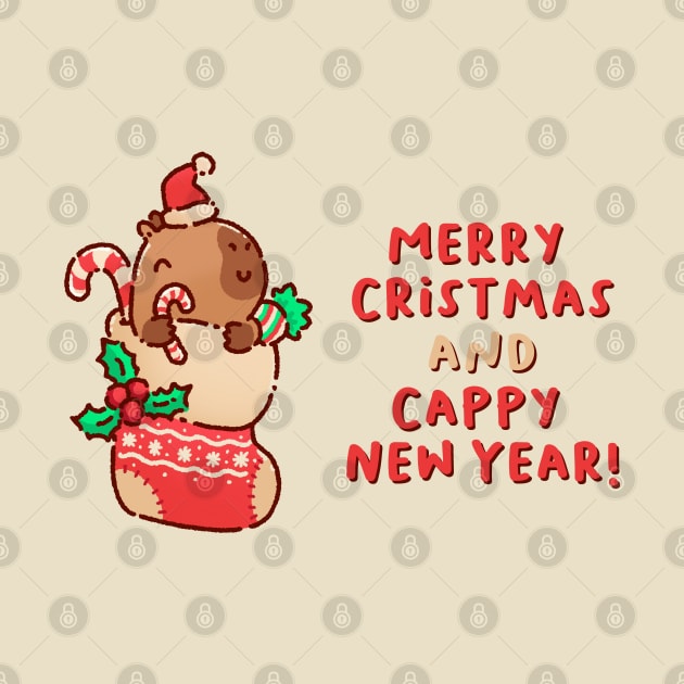 Capybara in a christmas stocking by Tinyarts