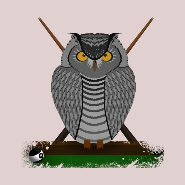 owl playing billards by gazonula