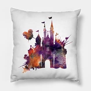 Halloween Castle Watercolor Pillow