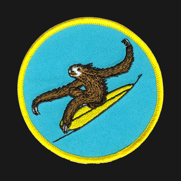 Surfing Sloth Patch by HaleiwaNorthShoreSign