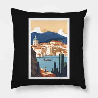 Dubrovnik Croatia Illustration Drawing Pillow