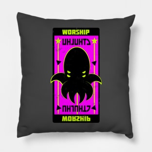 Worship Cthulhu Propaganda Poster (Distressed Edition) Pillow