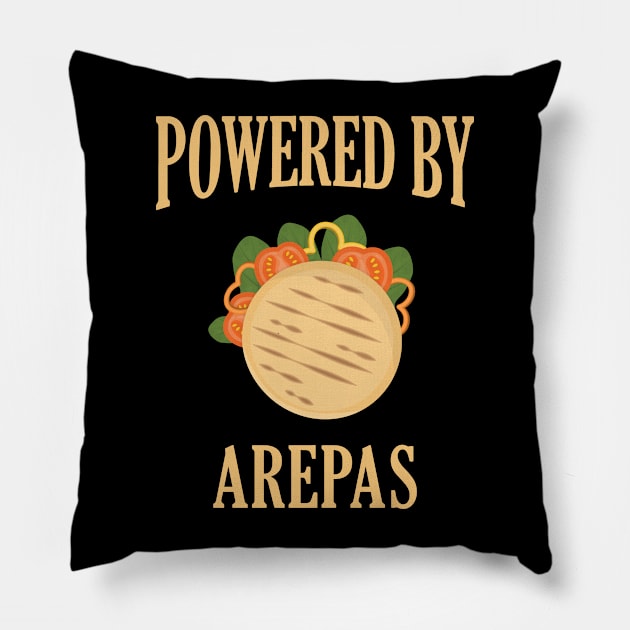 Powered By Arepas Venezuela Colombia Food Pillow by mstory