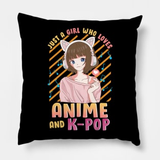 Just A Girl Who Loves Anime and K-Pop Cute Korean Pop Gifts Pillow