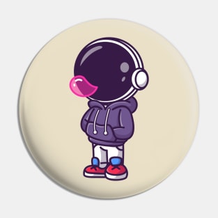 Cute Astronaut Blowing Candy Bubble Cartoon Pin