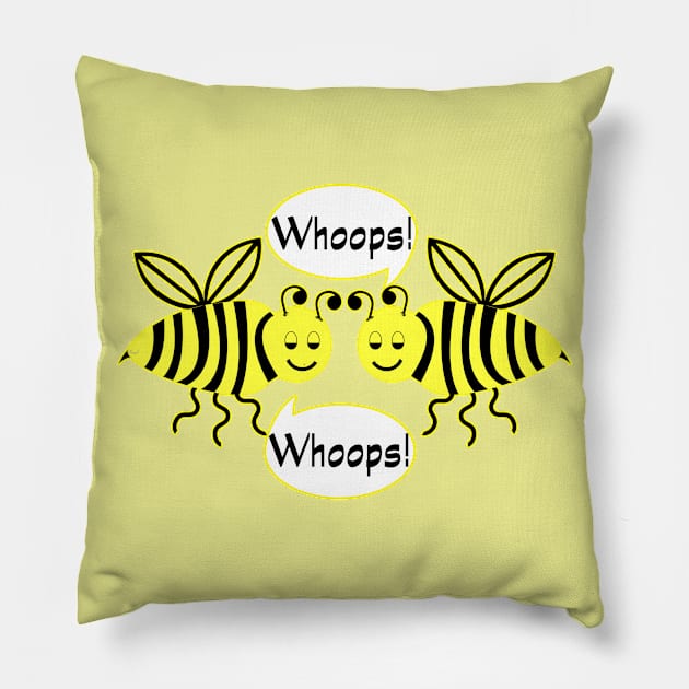 Whoops Bees Pillow by ellenaJ