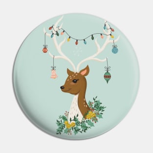 Vintage Inspired Deer with Decorations Pin