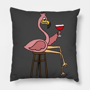 Flamingo Drinking Beer Pillow