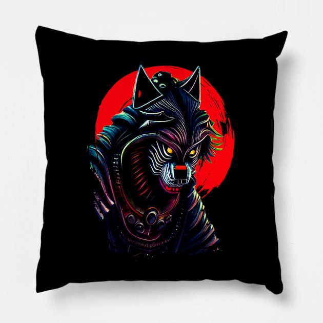werewolf in Samurai armour Pillow by BAJAJU