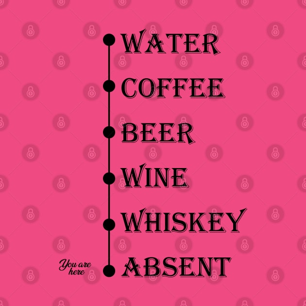 Water Coffee Beer Wine Whiskey Absent You Are Here by trendybestgift