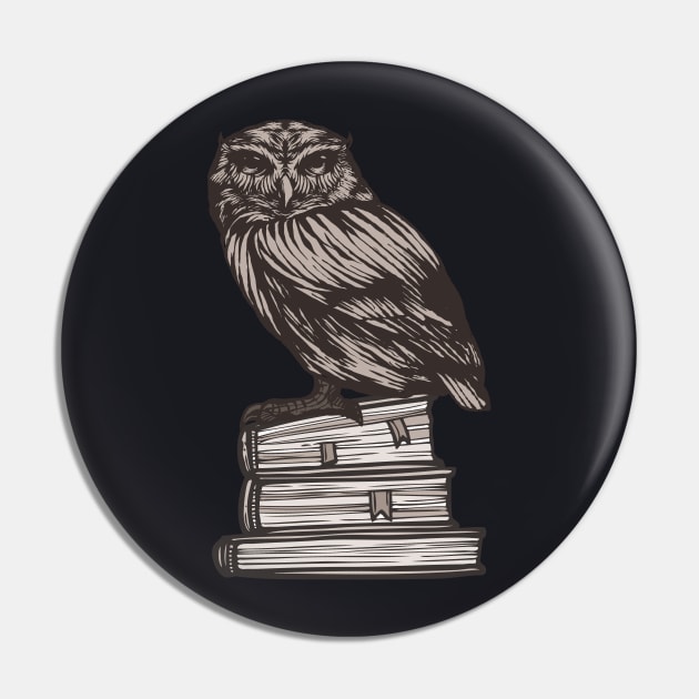 Books Owl Wisdom Reader Gifts Pin by Foxxy Merch