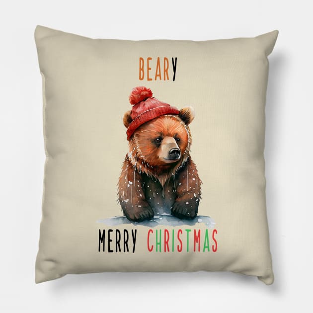 Beary Merry Christmas Pillow by MZeeDesigns