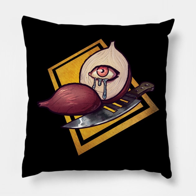 Cutting Onions Pillow by OssuanArt