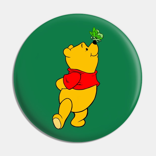 Yellow Bear with Awareness Ribbon Butterfly (Green) Pin by CaitlynConnor