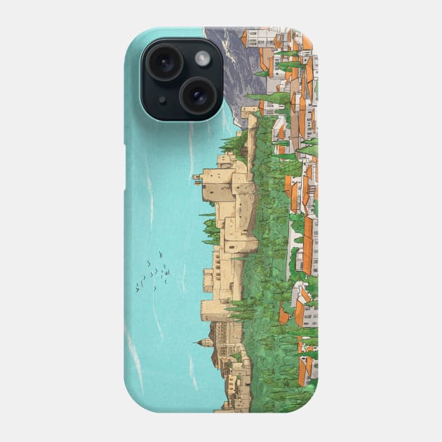 City View Granada Spain Illustration Phone Case by Wall-Art-Sketch