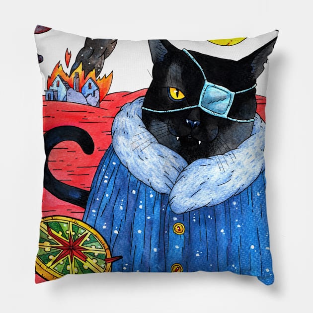 Mistical  Black Cat Pillow by jaime_carras_