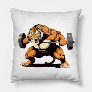 tiger lifting weight Pillow