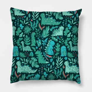 Dino and Leaves Pillow