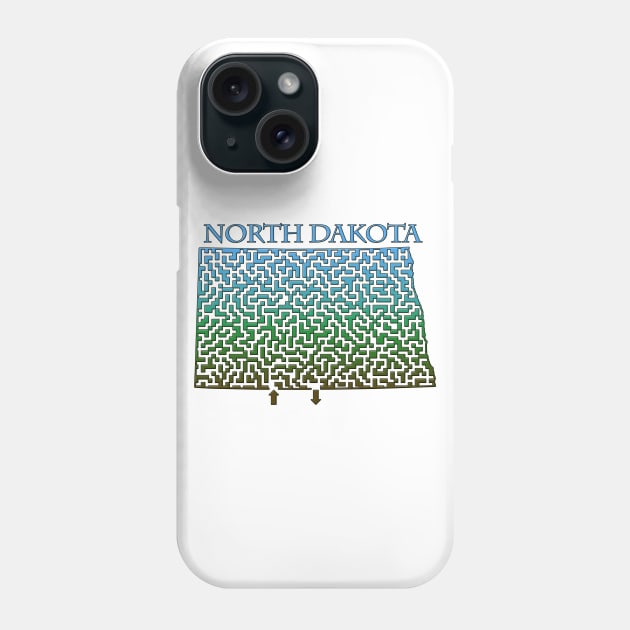 State of North Dakota Colorful Maze Phone Case by gorff