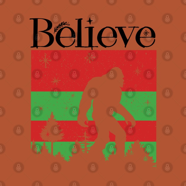 Believe Bigfoot Christmas Ugly by Astramaze