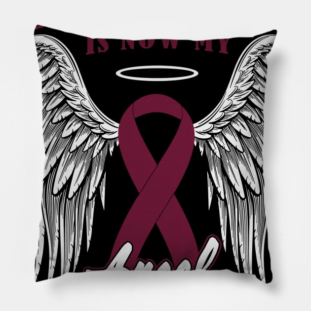 My Hero Is Now My Angel Sickle Cell Awareness Burgundy Ribbon Warrior Pillow by celsaclaudio506
