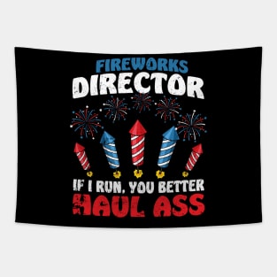 Fireworks Director If I Run We All Run - Funny 4th Of July Tapestry