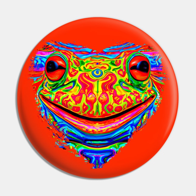 Frogger Spirit Animal (1.3) - Trippy Psychedelic Frog Pin by TheThirdEye