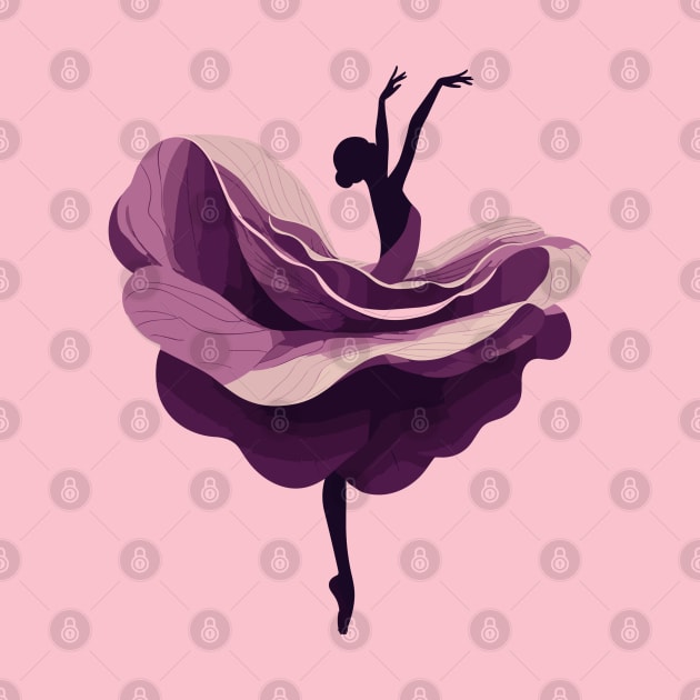 Ballerina in a purple tutu dancing. Vector illustration, tiptoe dancing, ballet dance pose art by Nora Liak