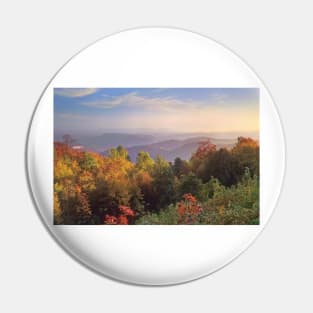 Deciduous Forest In Autumn Blue Ridge Mountains From Doughton Park Pin