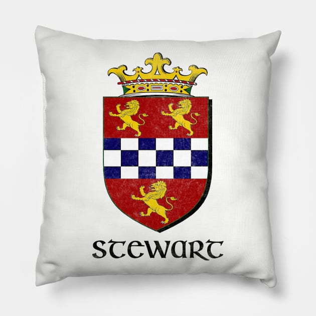 Stewart Name / Faded Style Family Crest Coat Of Arms Design Pillow by feck!