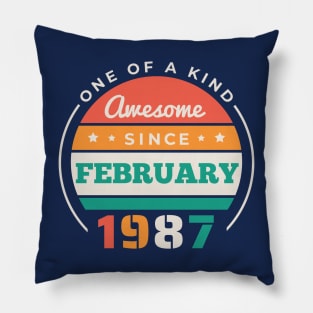 Retro Awesome Since February 1987 Birthday Vintage Bday 1987 Pillow