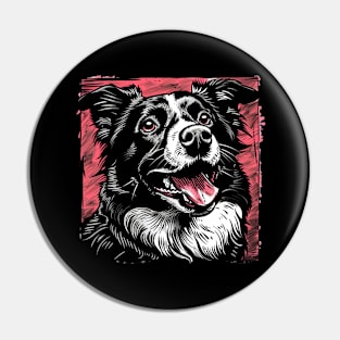 Retro Art Border Collie Dog Lover Pin