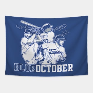 Freddie Freeman Mookie Betts & Clayton Kershaw Blue October Tapestry