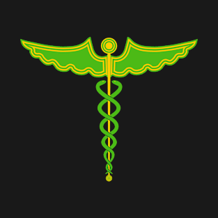 Caduceus Staff of Hermes Green & Yellow T-Shirt