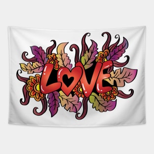 Love word with floral decoration Tapestry