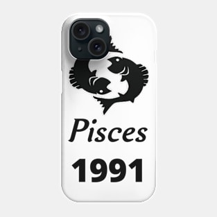 Black Zodiac Birthday Pisces 1991 Phone Case