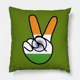 India Flag V Sign Pillow