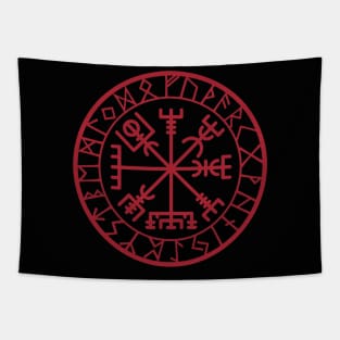 Vegvisir - Protection and Guidance Stave with Runes Tapestry