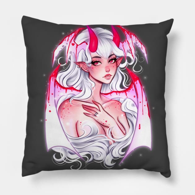 Vampire girl Pillow by Vivian Valentin Art