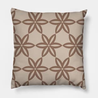 Geometric Flowers Pattern - Brown Pillow