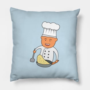 chef cooking and flipping fried rice Pillow