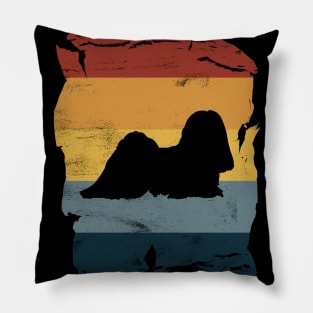 Lhasa Apso Distressed Vintage Retro Silhouette Pillow