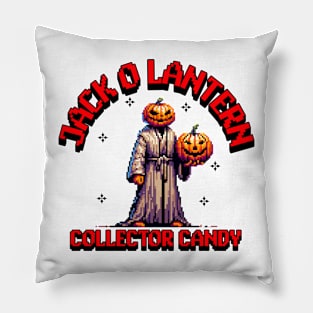 pixel art jack o lantern halloween Pillow