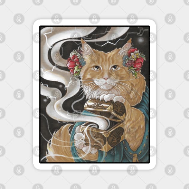 Pandora Cat - Black Outlined Version Magnet by Nat Ewert Art