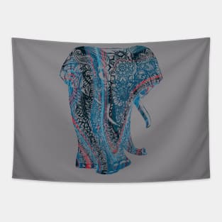 Ornate Asian Elephant In A Colorful Illustration Tapestry