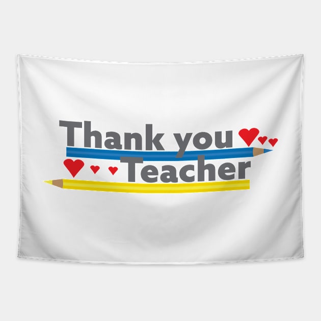 Thank you teacher - Pencils and Hearts Tapestry by sigdesign