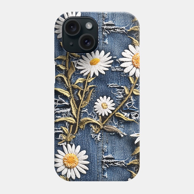 Distressed denim and daisies design Phone Case by the74