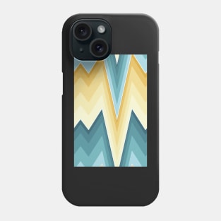 Bargello flame stitch prongs yellow and teal Phone Case