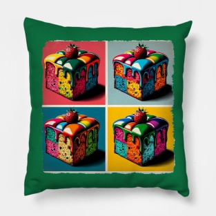 Fruitful Festivity: A Vibrant Pop Art Fruitcake Celebration Pillow